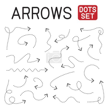 Illustration for Dots arrow sign symbol set isolated on white background. Hand drawn dotted decorative arrows collection. - Royalty Free Image