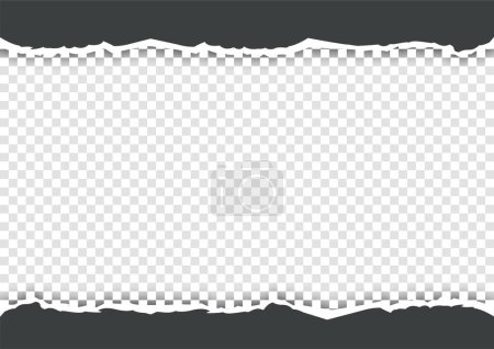 Illustration for Torn black and white paper template backdrop. Realistic dark empty scrap backdrop with strip space for text - Royalty Free Image