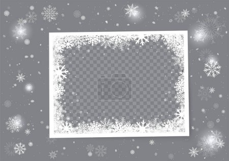 Ilustración de Plantilla de marco de nieve de fotos navideñas con nieve y sombra. Vacaciones de invierno temporada de nieve instantánea fondo. Fondo de decoración de imagen estacional - Imagen libre de derechos