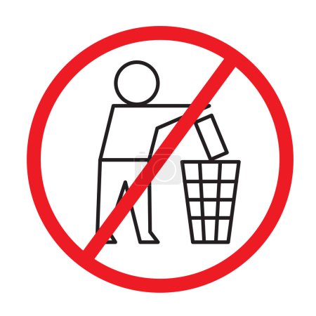 Ilustración de Ningún signo de basura icono de etiqueta aislado en el fondo blanco. Etiqueta engomada icono Eco reciclaje - Imagen libre de derechos