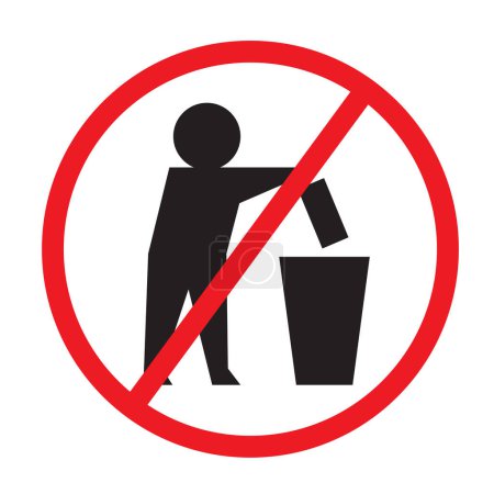 Ilustración de Ningún símbolo de la etiqueta engomada basura icono aislado en el fondo blanco. Etiqueta engomada icono Eco reciclaje - Imagen libre de derechos