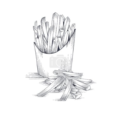 Photo for French fries. Vector illustration in line atr style - Royalty Free Image