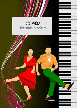 Photo for Abstract cover for musical brochure with rock-n-rill dancers. Vector 3d colored illustration. - Royalty Free Image