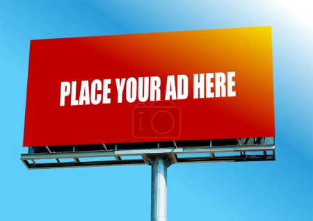 Illustrazione per Grande pubblicità cartellone sopra cielo blu. Illustrazione vettoriale 3d - Immagini Royalty Free