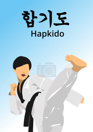 Téléchargez les illustrations : Oriental combat sports. Hapkido. Colored 3d vector illustration. - en licence libre de droit