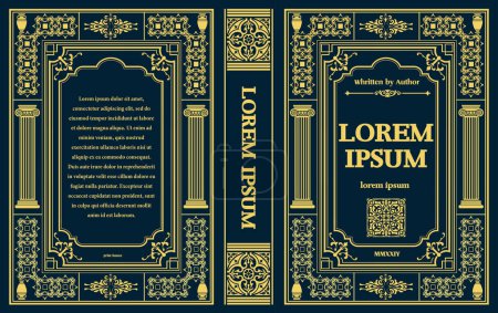 Illustration for Cover book for medieval novel. Old retro ornament frames. Royal Golden style design. Vintage Border to be printed on the covers of books. Vector illustration - Royalty Free Image