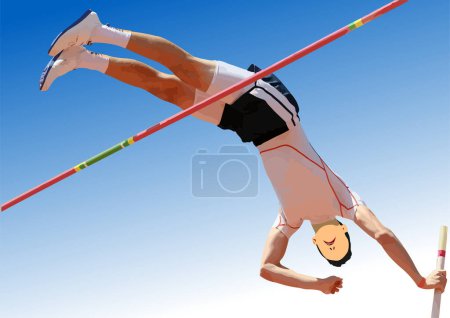 Illustration for Pole vaulter. 3d color vector drawing. - Royalty Free Image
