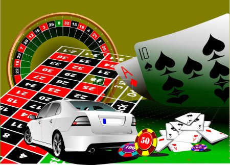 Illustration for Roulette table and casino elements. Vector 3d illustration - Royalty Free Image