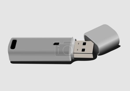 Téléchargez les illustrations : Clé USB scanner disque fermer isolé sur blanc. Illustration vectorielle 3D - en licence libre de droit