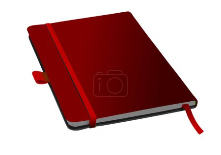 Illustration for Dark red Notepad. Diary. Color vector 3d illustration - Royalty Free Image