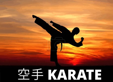Illustration for Oriental combat sports. Karate. Colored 3d vector illustration. Translation - karate - Royalty Free Image