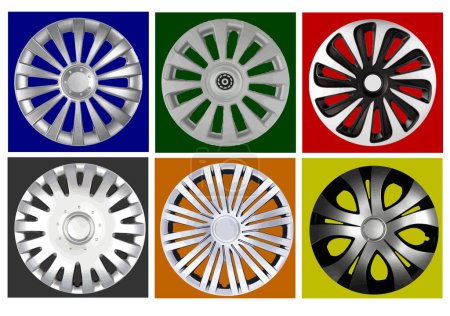 Ilustración de Cubiertas decorativas de ruedas de coche. Plato. Vector ilustración dibujada a mano - Imagen libre de derechos