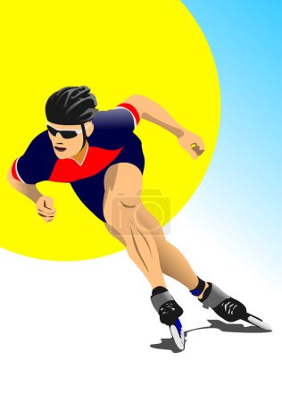 Illustration for Roller skater illustration silhouette. 3d color vector hand drawn illustration - Royalty Free Image