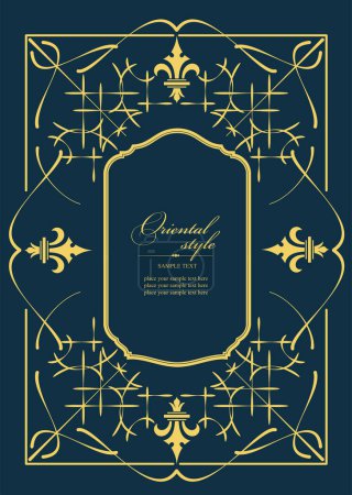 Photo for Gold ornament on dark background. Can be used as invitation card. Book cover. Vector illustration. Hand drawn Illustratio - Royalty Free Image