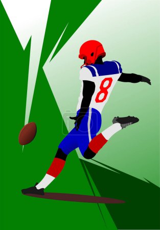 Photo for American football player image. Poster. Vector 3d illustration. Hand drawn illustration - Royalty Free Image