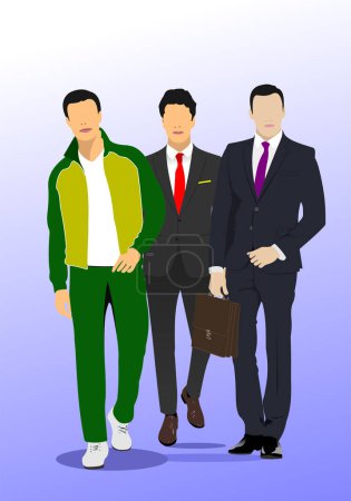 Photo for Three Young handsome men. Businessman.Vector 3d hand drawn illustration - Royalty Free Image