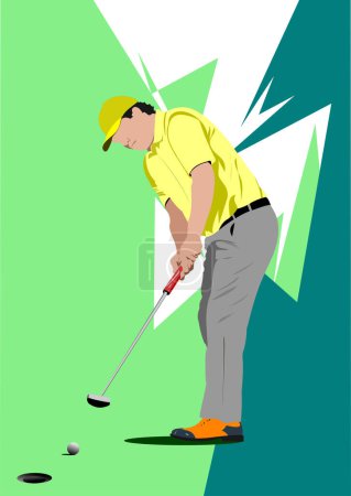 Photo for Golf player poster. Vector 3d hand drawn illustration - Royalty Free Image