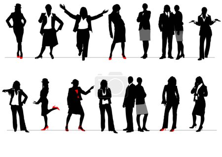 Photo for Office people silhouettes. Black and white hand drawn illustration - Royalty Free Image