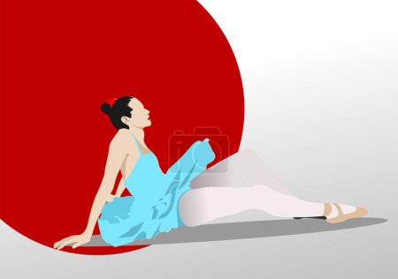 Danseuse de ballet classique. Illustration vectorielle couleur dessinée à la main
