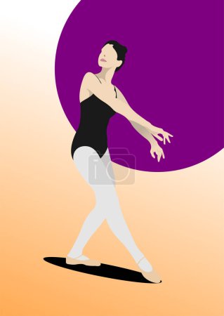 Photo for Classical ballet dancer. Color vector hand drawn illustration - Royalty Free Image