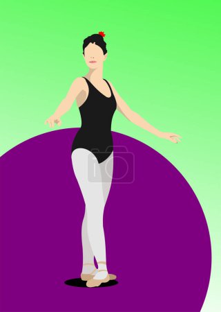 Photo for Classical ballet dancer. Color vector hand drawn illustratio - Royalty Free Image