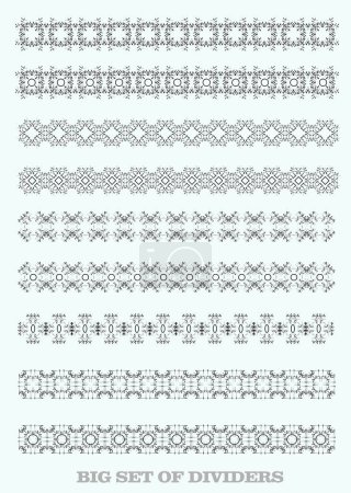 Sammlung von Vektor-Ornamentalen Regellinien in verschiedenen Designstilen. Handgezeichnete Illustration
