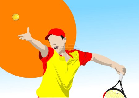 Photo for Man Tennis player. Colored Vector 3d hand drawn illustration - Royalty Free Image