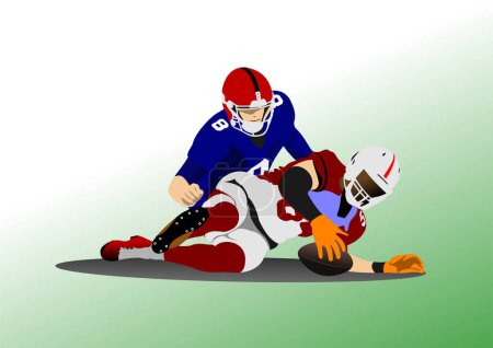 Illustration for American football player image. Poster. Vector 3d illustration. - Royalty Free Image
