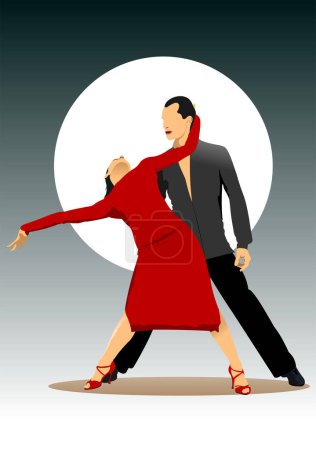 Photo for Couple dancing a tango. Vector Colored hand drawn 3d illustration - Royalty Free Image