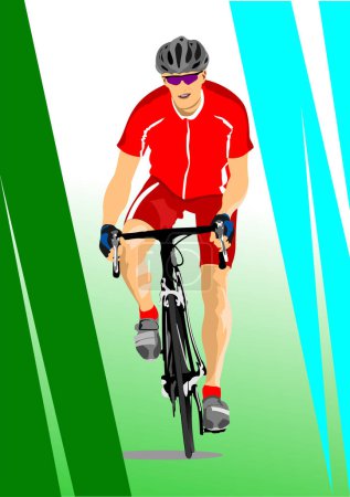 Illustration for Man with sport bicycle. Hand drawn 3d Vector illustration - Royalty Free Image