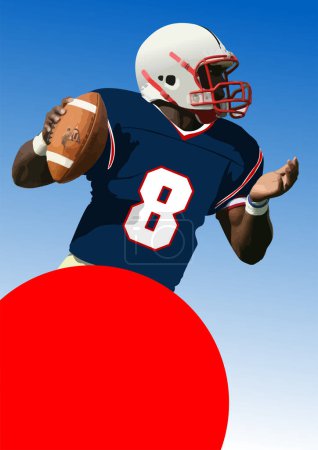 Photo for American football player image. Poster. Vector 3d illustration. Hand drawn illustration - Royalty Free Image