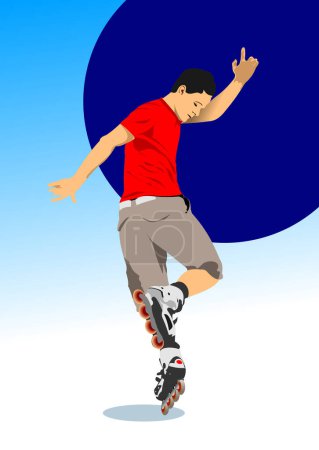 Illustration for Roller skater silhouette. 3d vector hand drawn illustration - Royalty Free Image