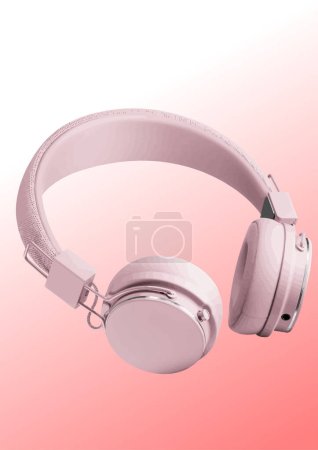 3D wireless headphones mockup on white background. Color vector hand drawn illustration