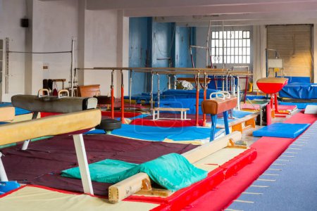 Interior of modern gym with gymnastic equipment
