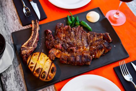 Chuleton is a popular Spanish dish made with delicious low-rare beef steak