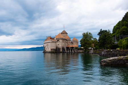 Berühmtes Schloss Chateau de Chillon am Genfer See in der Nähe von Montreux. Die Schweiz. Europa