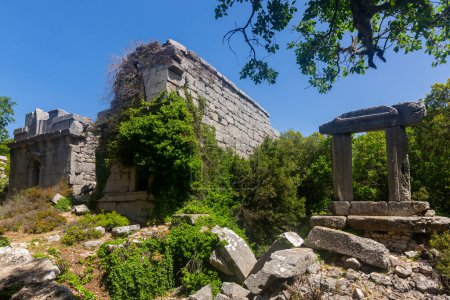 Ruinen einer alten Turnhalle in der verlassenen Stadt Termessos in der Nähe von Antalya, Türkei