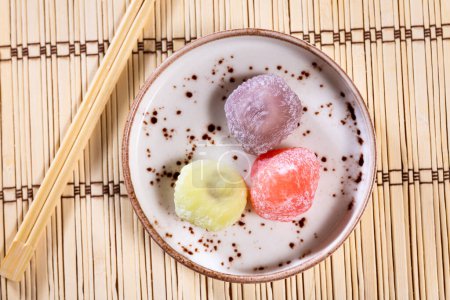 Japanese matcha and original mochi or daifuku dessert