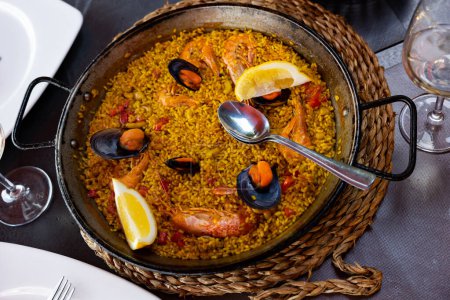 Popular Spanish dish is paella, made from rice, colored with saffron and soaked in the taste and aroma of seafood
