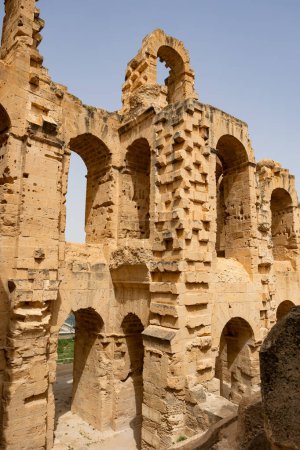 Arches in the exterior walls of the Roman amphitheatre in El Jem, Tunisia