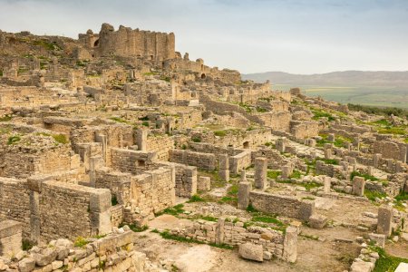 General views of ancient city Dougga Thugga in Tunisia. Best-preserved Roman town in North Africa