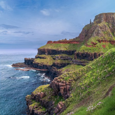 Photo for The Amphitheatre in Giants Causeway, seen from of the tourist patch, County Antrim, Northern Ireland. - Royalty Free Image