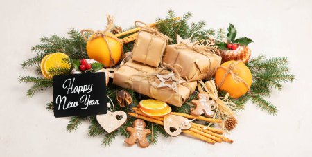 Photo for Christmas and New Year holiday concept, top view - Royalty Free Image