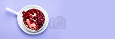 Photo for Pomegranate on color background. Top view. - Royalty Free Image