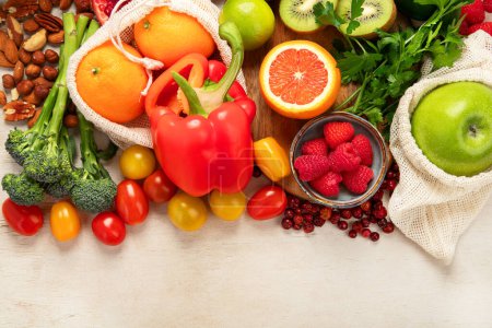 Photo for Products high in vitamin C. Healthy food concept. Top view, copy space - Royalty Free Image