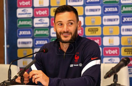 Photo for KYIV, UKRAINE - September 3, 2021: France National Team goalkeeper and captain Hugo Lloris attends press-conference before the FIFA World Cup 2022 European Qualifying round game Ukraine v France - Royalty Free Image