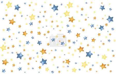 Foto de Coloridas estrellas acuarela patrón sin costuras para postales y decoración de bebés recién nacidos. Cielo estrellado acuarela dibujo - Imagen libre de derechos