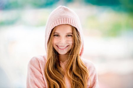 Photo for Beautiful teenage girl wearing hood - Royalty Free Image
