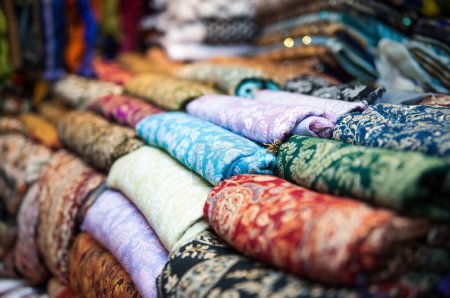 Photo for Bright bedspreads souvenirs on the Turkish market - Royalty Free Image