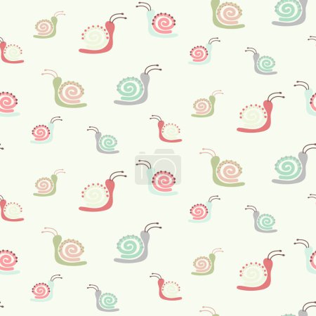 Ilustración de Snail cartoon seamless pattern drawings for decoration and design. Colorful mollusk paintings illustrations - Imagen libre de derechos